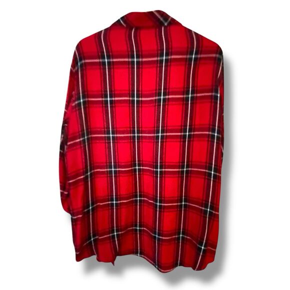 Sanctuary Shirt Women's Red Black Plaid Button Up / Snaps Boyfriend Shirt XL S - Picture 5 of 9
